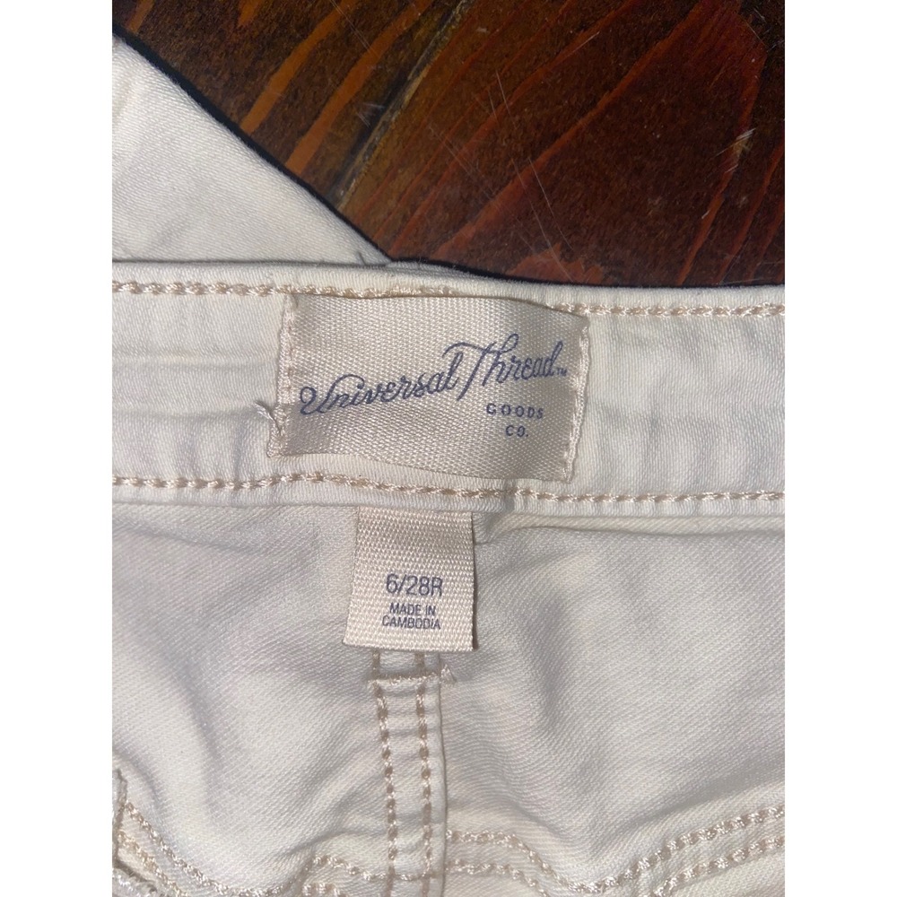 Universal Thread Cream Nautical High Rise Skinny Jeans Button Fly Coastal 6/28R - Picture 3 of 5